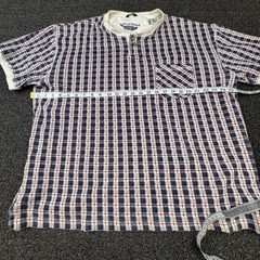 AriZona Shirt Mens XL Blue Short Sleeve Henley Check Pocket Button Logo Tee
