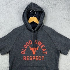 Under Armour Shirt Hoodie Mens Large Gray Project Rock Drawstring Short Sleeve