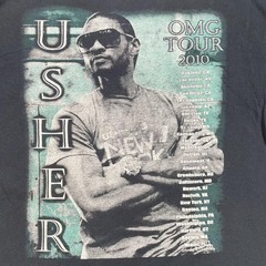 Usher Shirt Mens Large Black 2010 OMG Tour Concert Rap Tee R&B Double Sided