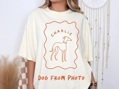 Custom Dog Photo Art Comfort Tee Personalized Pet Portrait Doodle Shirt