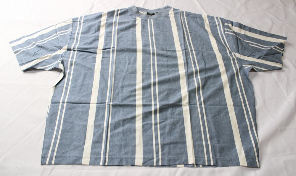 ASOS DESIGN Men’s Oversized Vertical Stripe Crew T-shirt MS7 Blue Size XL NWT