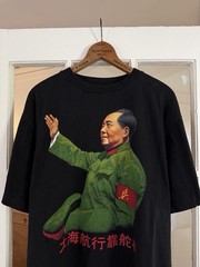 Vintage 90s Mao Zedong ERD Style Single Stitch T Shirt Black Xl Cotton Rare