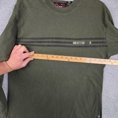 Vintage D Lab Shirt Mens Large Green Long Sleeve Stripe Logo Graphic 90s Y2k