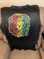 MENS UPF 50 + PROTECTION SLEVELESS BOB MARLEY LION GRAPHIC PRINT TSHIRT