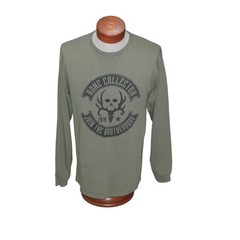 Bone Collector Long Sleeve Graphic T-Shirt | Olive Green | Skull Logo | Size L