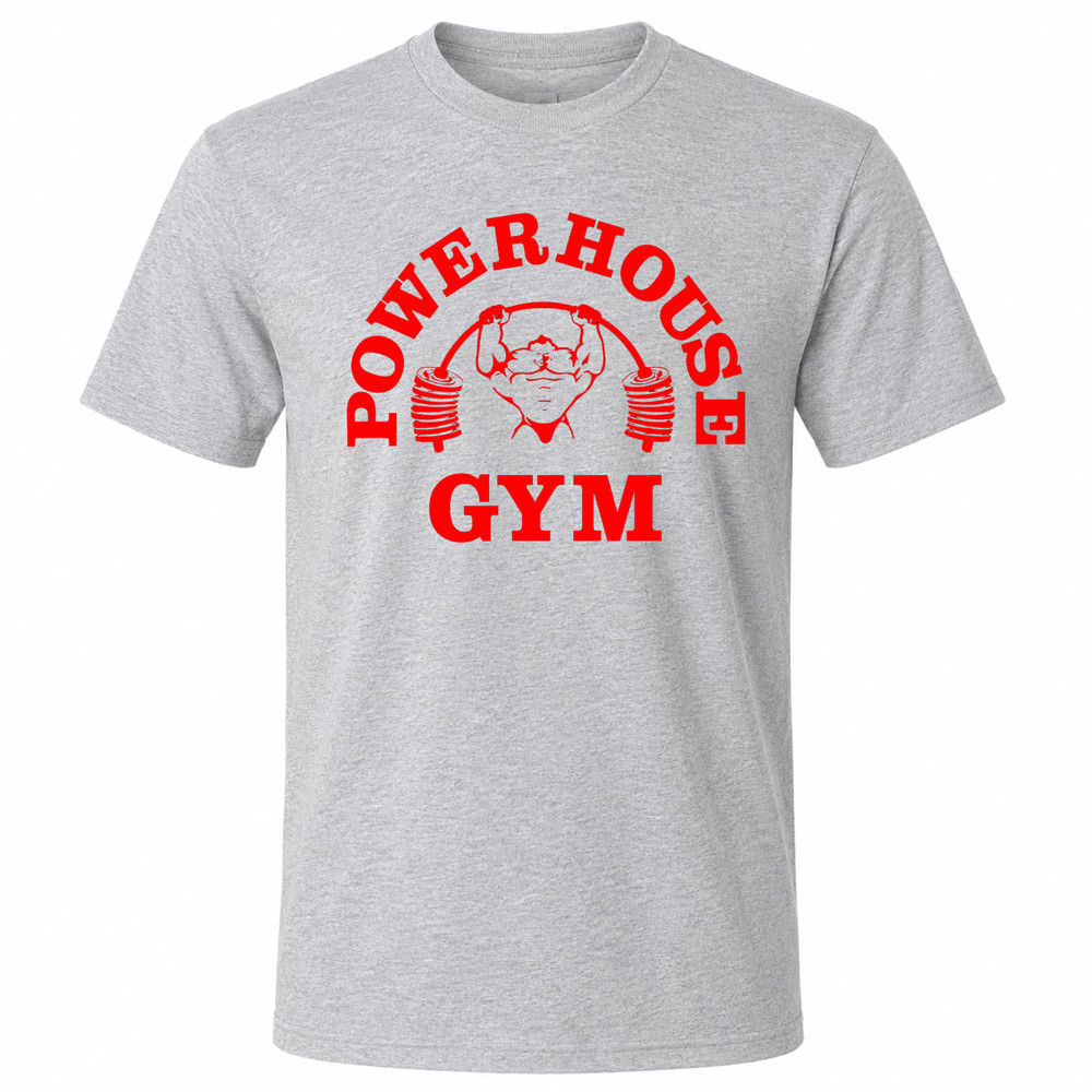 Powerhouse Gym Red Gray Graphic T Shirt Freeships