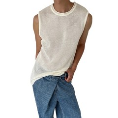 Casual Wear Daily Wear Men’s Tank Top Knitted Vest Knitted Fabric Regular Length