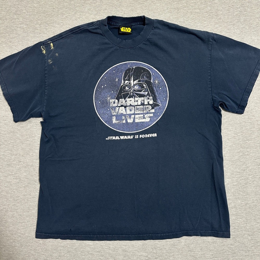 Star Wars Darth Vader Lives Is Forever Graphic Tee Thrashed Navy Mens Large