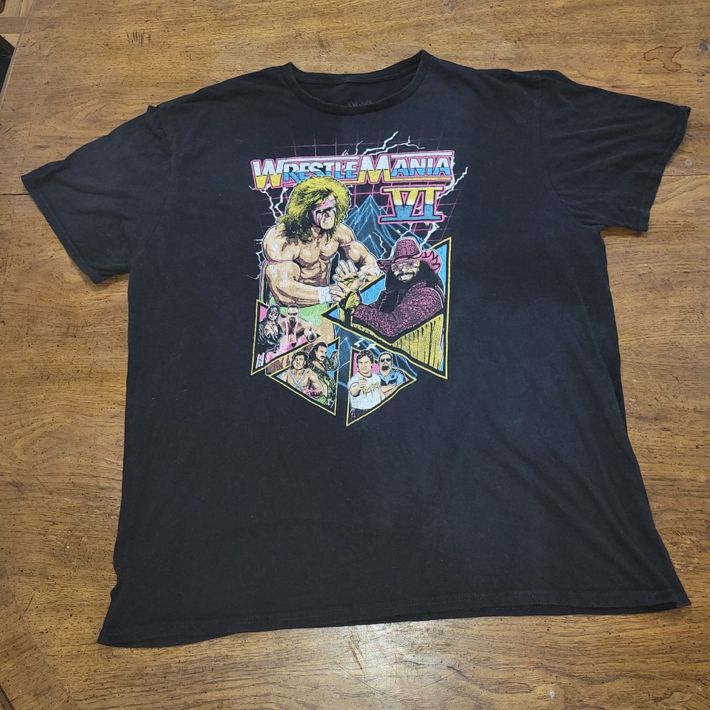 WWE WrestleMania VI Ultimate Warrior Macho Man Graphic Tee Men’s 2XL Black