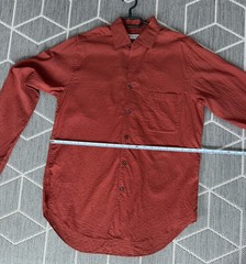COBRA S.C. Men’s Rust Red Textured 100% Cotton Long Sleeve Shirt – Made in Italy