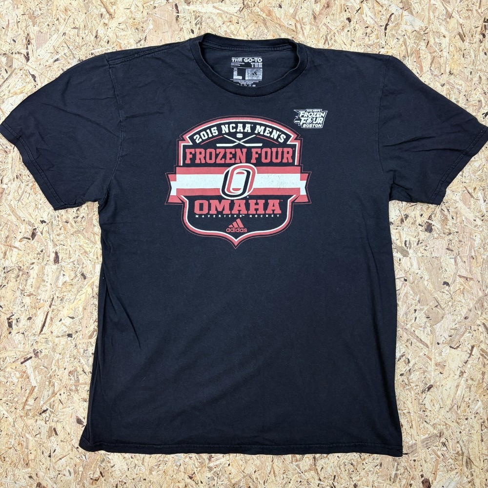 Adidas Shirt Black L Mens Frozen Four Omaha NCAA Print Logo Streetwear