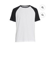 George Men’s White & Black Semi-Fitted Pullover Raglan Short Sleeves T- Shirt