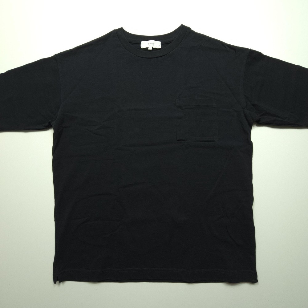 B MING By BEAMS Mens Shirt Small Black Basic Pocket Tee Crewneck Casual Plain S