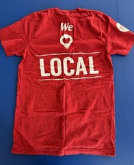 Whole Foods Market We Love Local T-Shirt S Small Red Work Crew Uniform Tee Heart