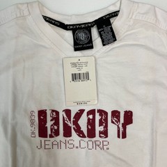 DKNY Jeans Muscle Tee Men S White V-Neck Distressed Graphic Logo VTG NWT