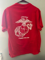 Vintage Soffe USMC T Shirt Mens Medium M Red Parris Island Marine Corps Graphic