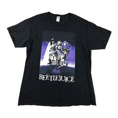 VTG Beetlejuice Shirt Men Large Black Short Sleeves Graphic Tee Movie Promo Rare