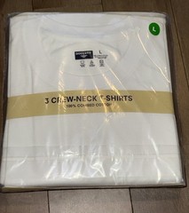 Dockers Crew Neck T-Shirt Men’s 100% Premium Cotton – White 3 Pack Large New