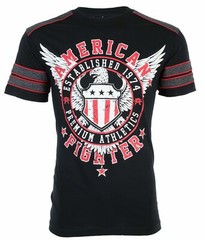 AMERICAN FIGHTER Excelsior Black Red Athletic Mens Crewneck T-shirt L-3XL NWT
