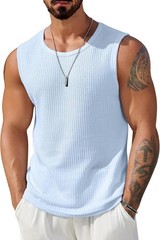 Mens 2 Pack Waffle Knit Tank Tops Sleeveless Breathable Summer Muscle Tee