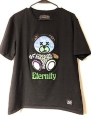 Eternity BC/AD Men’s XL Embroidered X-Eyed Fuzzy Teddy Bear Black Cotton T Shirt
