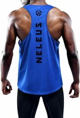 NELEUS ‘Dry Fit Logo Muscle’ Mesh Tank Top Men’s M Gym Workout Exercise Blue NEW
