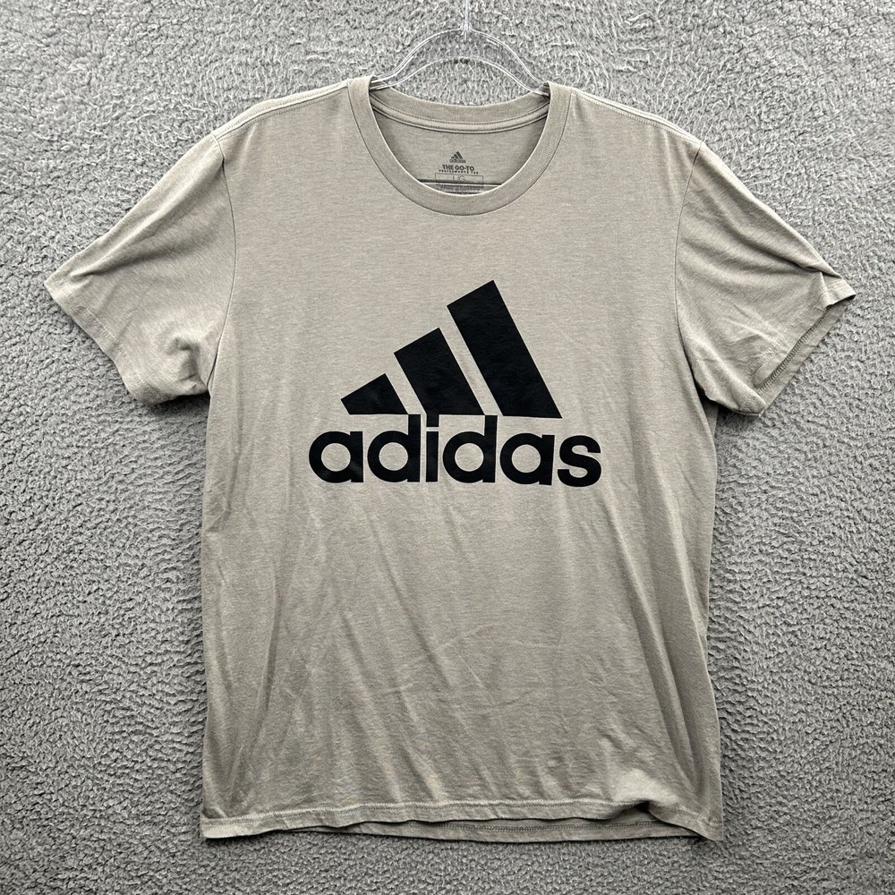Adidas Shirt Adult Large Gray Black The Go-To Tee Performance Gym Running Mens