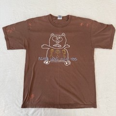 VTG Y2K Clear Vision Drama Co. T-Shirt Bears Love Mean Kids Biblical Sz L Brown