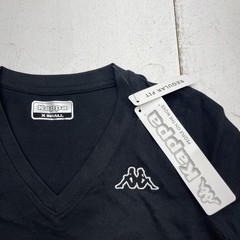 Kappa Maglietta Shirt Mens XS Black V-Neck Logo Tee Cotton Regular Fit Casual