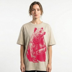 Red Grizzly Bear Silhouette Wildlife Nature T-Shirt Forest Animal Graphic Tee