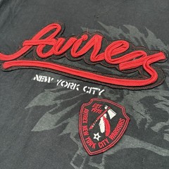 Vintage Avirex T Shirt Mens Medium Black Red 3D Script Logo Hip Hop Grunge Y2K