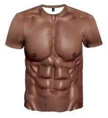 Muscle 3D T-shirt Muscle Tattoo Print T-shirt For Summer Beach Holiday Men Short
