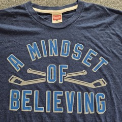 Homage T Shirt Mens Size Large Blue A Mindset Of Believing Graphic Short Sleeve