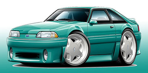 1987-93 Ford Mustang GT 5.0 Muscle Car Art Print NEW