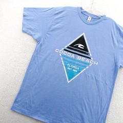 Cocoa Beach Shirt Mens Large Blue Florida Nature Travel Beach Palm Tultex New