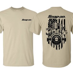 Snap-On T-Shirt American Flag Theme Unisex Casual Wear Crewneck Shortsleeve Men