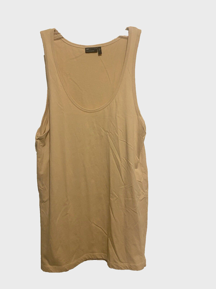 ASOS Design Men’s Beige Tank Top Size Medium Long Tall NWOT Scoop neck Cotton
