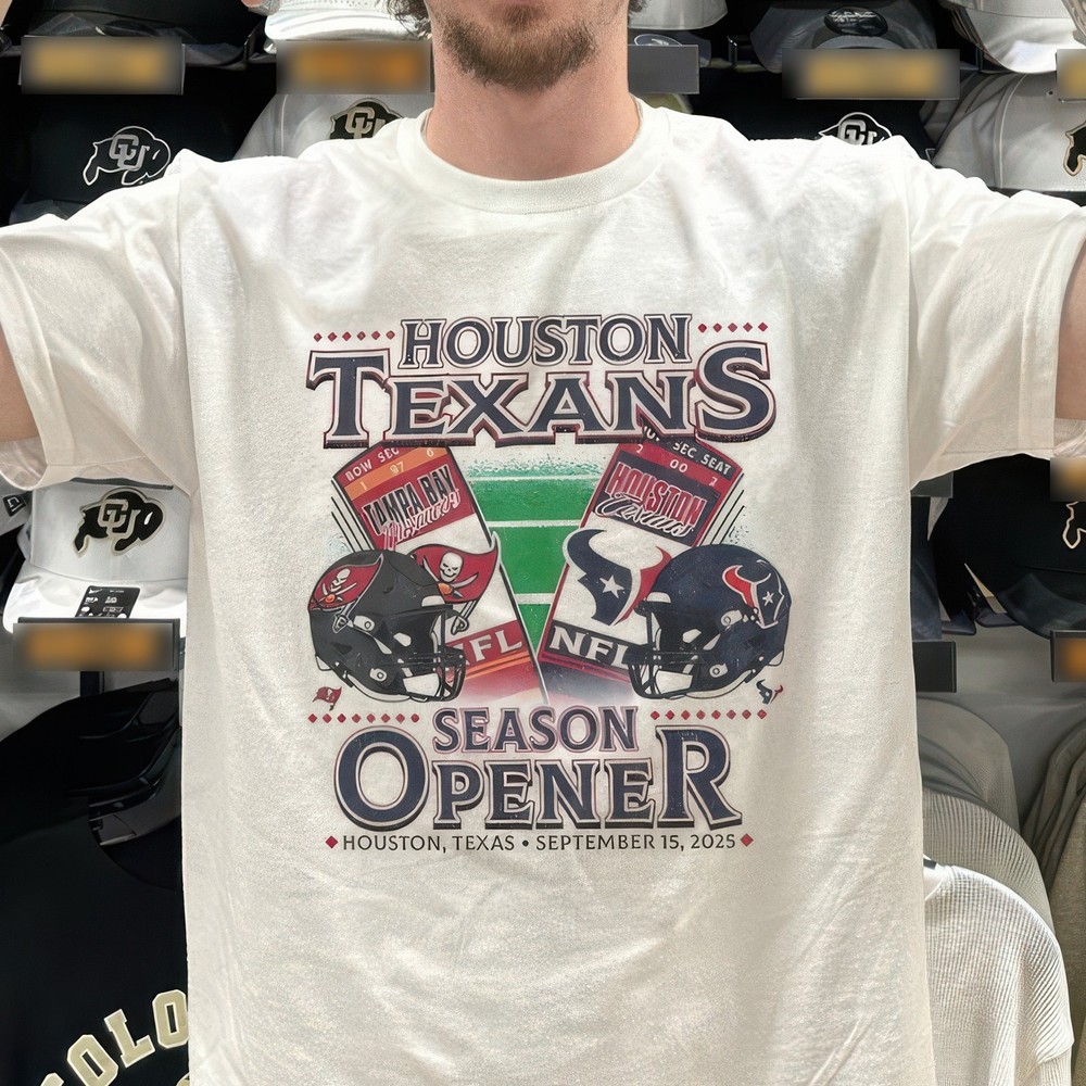 Houston vs Tampa Bay Buccaneers 2025 Home Opener Helmet Texans Fan Unisex Shirt