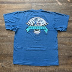 Vintage 1992 Mens L/XL Blue Levis 501 Denim Baseball League Rare Sportswear Tee
