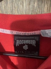Vintage Rocawear Logo T Shirt Mens XXL Red Big Logo Y2K Hip Hop Streetwear Tee