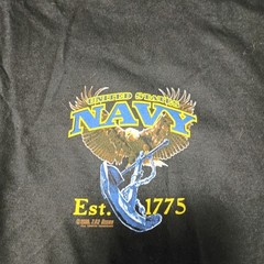 US Navy Shirt Mens Large Battle Space Fighting Eagle Tee Short Sleeve Black
