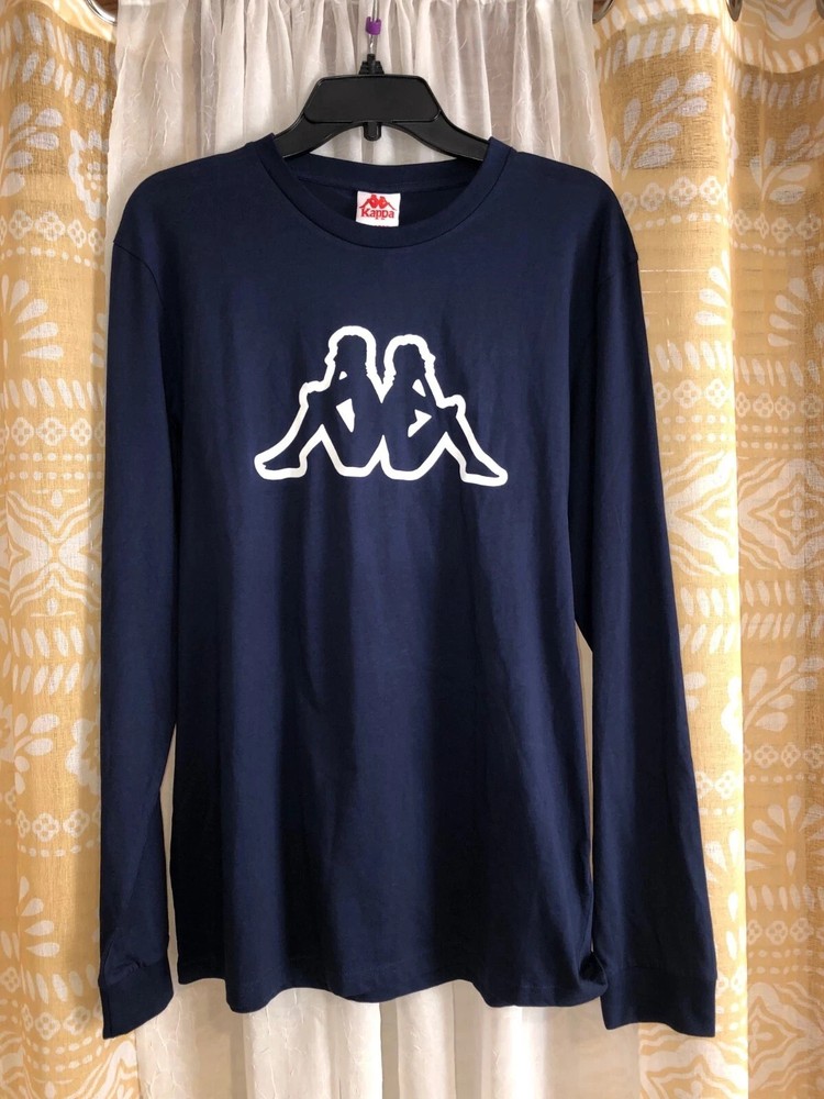 New Mens KAPPA Jersey Shirt Long Sleeves Navy Slim Fit Size XL