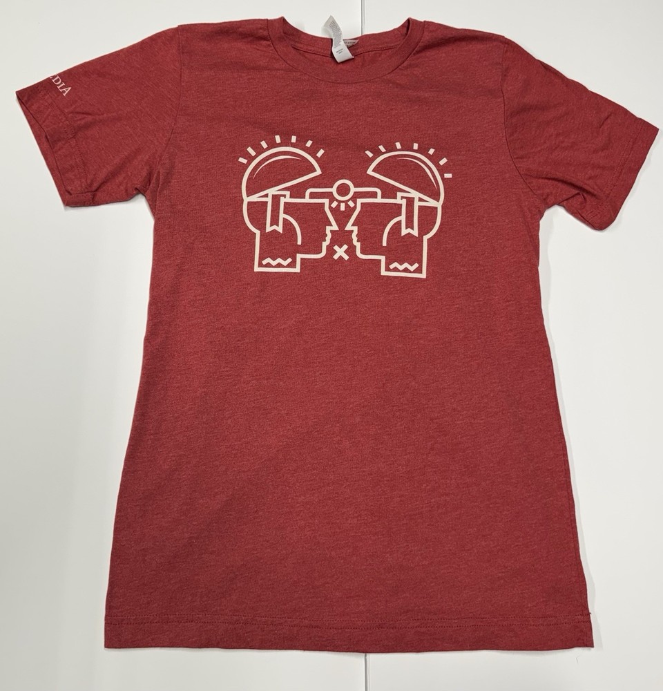 Official Wikipedia Knowledge Symbol T-shirt- Size Small- Deep Red