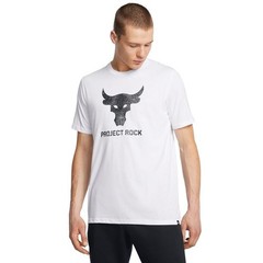 NEW Under Armour x Project Rock Men’s L Payoff Bull White T-Shirt 1383191-100