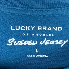 Lucky Brand Sueded Jersey T Shirt Size Large Teal Blue Long Sleeve