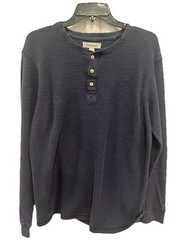 Mens Goodthreads Large Henley Long-Sleeve Navy Shirt