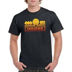 Indiana Groovy Sunset – Landscape Vacation Home State T Shirt – Black