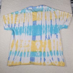 Gildan Tie Dye T-Shirt Mens XL Blue Yellow Striped Short Sleeve Cotton Tee