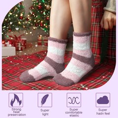 10 Pairs Fuzzy Grippy Socks for Women Hospital Non Slip Slipper Socks Adult W…