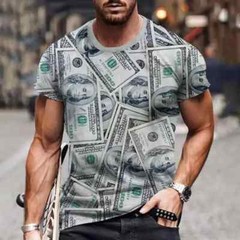 Men`s Dollar T Shirt Short Sleeves Bill Dollar Money Clothing Tops Funny Tshirts